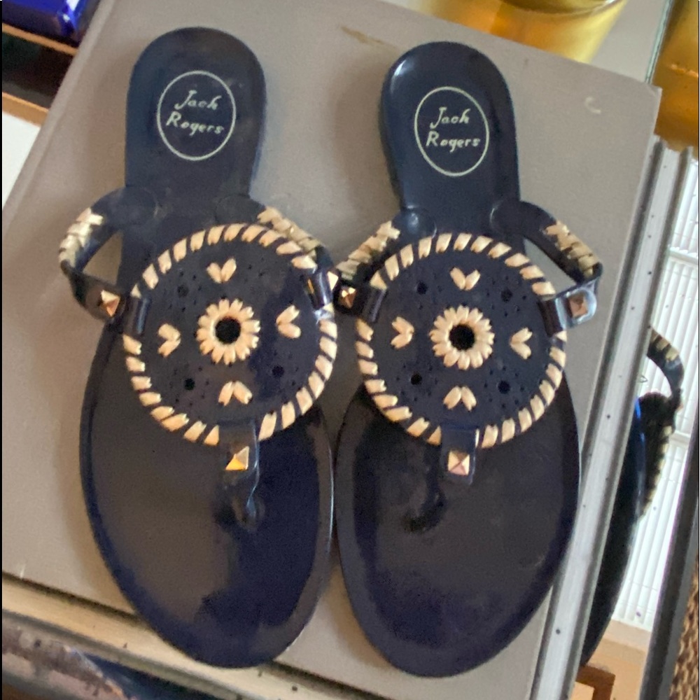 Jack Rogers Jelly Navy and Gold sandal